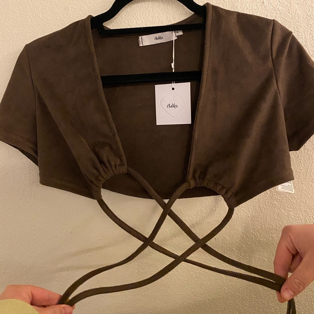 Suede Cropped Tie Top